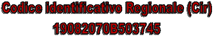 Codice identificativo Regionale (Cir)
19082070B503745
